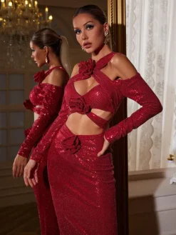 Dresses|Maxi Dresses*Mew Mews Fashion Lowen Flower Cutout Sequin Maxi Dress