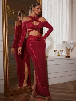 Dresses|Maxi Dresses*Mew Mews Fashion Lowen Flower Cutout Sequin Maxi Dress
