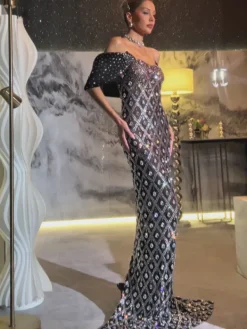 Embellishment|Dresses*Embellishment Lucca Rhinestone Mesh Maxi Dress
