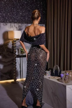 Embellishment|Dresses*Embellishment Lucca Rhinestone Mesh Maxi Dress