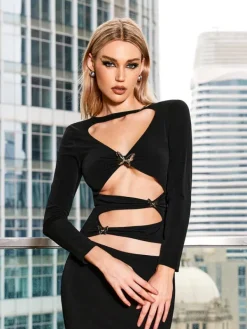 Dresses|Maxi Dresses*Mew Mews Fashion Ludo Butterfly Embellished Cutout Dress