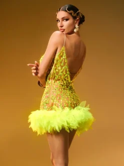 Dresses|Mini Dresses*Jiu Bajia O/S Luminara Rhinestone Tulle Trimmed Mini Dress