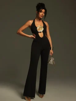 Jumpsuits & Romper*Mew Mews Fashion Mackie Halternck Flower Cutout Jumpsuit