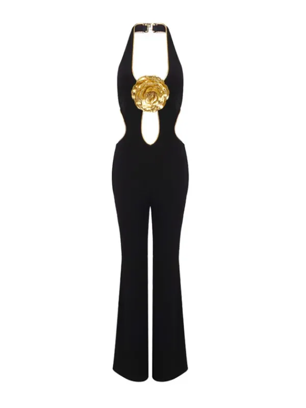 Jumpsuits & Romper*Mew Mews Fashion Mackie Halternck Flower Cutout Jumpsuit