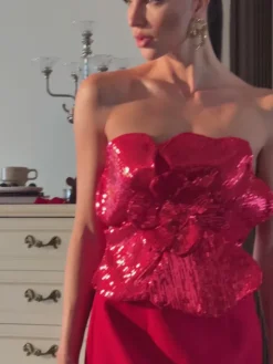 Dresses|Mini Dresses*Mew Mews Fashion Manik Flower Sequin Mini Dress In Red