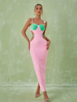 Dresses|Maxi Dresses*Bandage Margaux Embellished Cutout Maxi Dress In Pink