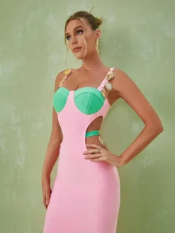 Dresses|Maxi Dresses*Bandage Margaux Embellished Cutout Maxi Dress In Pink