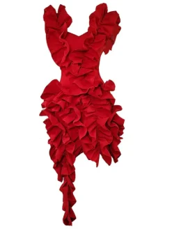 Dresses|Mini Dresses*Mew Mews Fashion Margie Cutout Ruffle Tiered Dress In Red