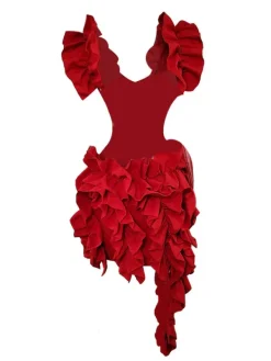 Dresses|Mini Dresses*Mew Mews Fashion Margie Cutout Ruffle Tiered Dress In Red