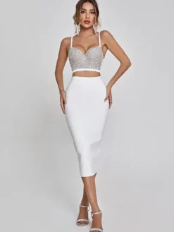 Skirts*Bandage Mariam Pencil Skirt In White