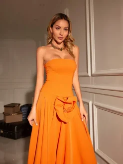 Dresses|Maxi Dresses*Mew Mews Fashion Mariano Strapless Flower Maxi Dress