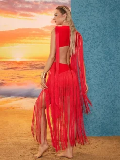 Dresses|Maxi Dresses*Bandage Mariko Fringe Cutout Dress