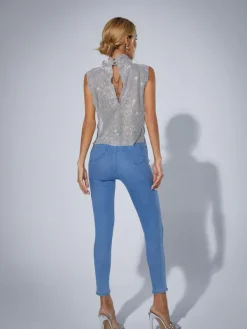 Tops*Mew Mews Fashion O/S Marilyn Split Chain Chainmail Top In Silver