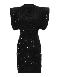 Dresses|Mini Dresses*Mew Mews Fashion Matisse Shoulder Pad Sequin Mini Dress