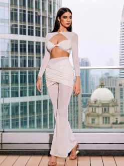 Sets & Co-ords*Mew Mews Fashion Mawae Twisted Mesh Pants Set