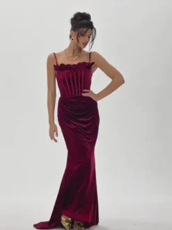 Dresses|Maxi Dresses*Mew Mews Fashion Mckay Spaghetti Flower Velvet Maxi Dress