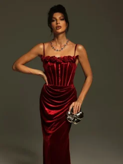 Dresses|Maxi Dresses*Mew Mews Fashion Mckay Spaghetti Flower Velvet Maxi Dress
