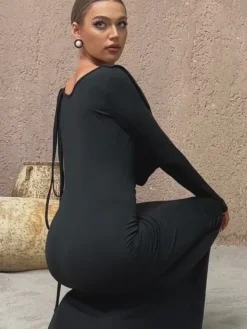 Dresses|Maxi Dresses*Mew Mews Fashion Meliora One Shoulder Backless Maxi Dress In Black