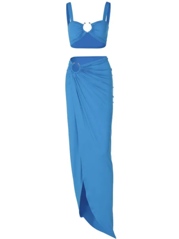 Sets & Co-ords*Mew Mews Fashion Metal Hardware Split Skirt Set In Blue