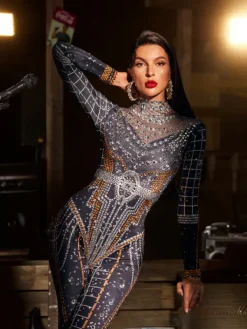 Jumpsuits & Romper|Embellishment*Embellishment O/S Micaela Printed Rhinestone Jumpsuit