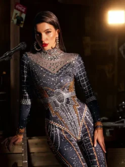 Jumpsuits & Romper|Embellishment*Embellishment O/S Micaela Printed Rhinestone Jumpsuit