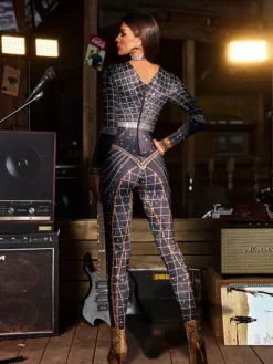 Jumpsuits & Romper|Embellishment*Embellishment O/S Micaela Printed Rhinestone Jumpsuit