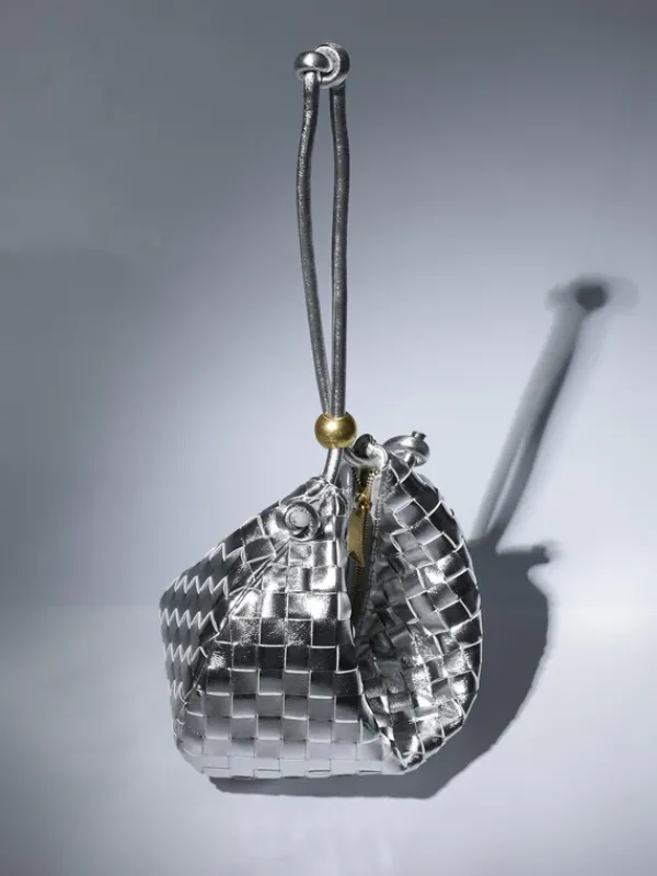 Bags*Mew Mews Fashion Midge Woven Drawstring Bag In Silver