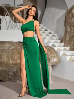 Dresses|Maxi Dresses*Mew Mews Fashion Mihi Draped Cutout Backless Maxi Dress In Green