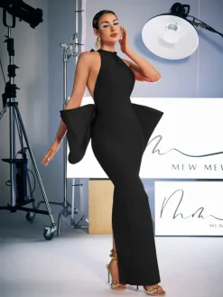Dresses|Maxi Dresses*Bandage Milada Bow Split Dress In Black