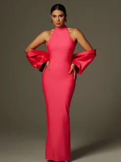 Dresses|Maxi Dresses*Bandage Milada Bow Split Dress In Pink