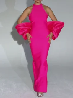 Dresses|Maxi Dresses*Bandage Milada Bow Split Dress In Pink