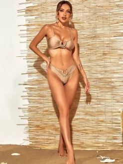 Bikini Sets|Swimwear*Mew Mews Fashion Miley Ring Bikini Two Piece Set In Light Brown