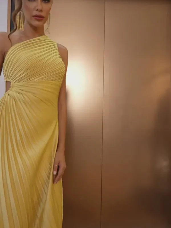 Dresses*Mew Mews Fashion Miller One Shoulder Ruched Maxi Dress In Gold