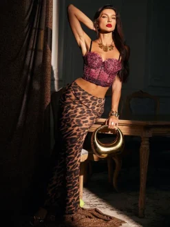 Tops*Mew Mews Fashion Mitchell Spaghetti Leopard Print Top In Red