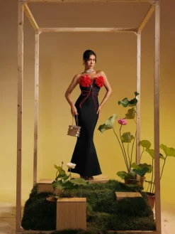 Dresses|Maxi Dresses*Bandage Musay Strapless Flower Crystal Maxi Dress