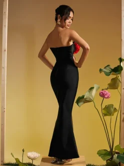 Dresses|Maxi Dresses*Bandage Musay Strapless Flower Crystal Maxi Dress