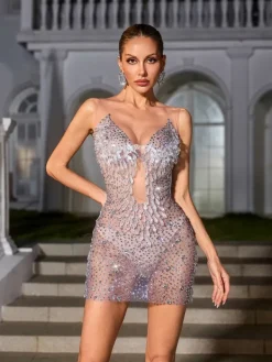 Embellishment|Dresses*Embellishment Myxenna Embellished Mesh Mini Dress