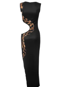 Dresses|Maxi Dresses*Mew Mews Fashion Nabila Snake Printed Cutout Maxi Dress