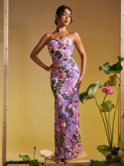 Dresses|Maxi Dresses*Mew Mews Fashion Nakoa Strapless Sequin Embroidered Maxi Dress