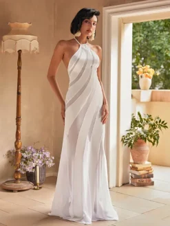 Dresses|Maxi Dresses*Mew Mews Fashion Narwani Halterneck Satin Maxi Dress