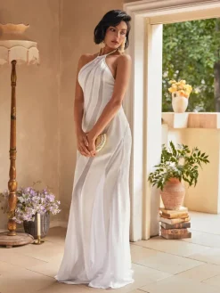 Dresses|Maxi Dresses*Mew Mews Fashion Narwani Halterneck Satin Maxi Dress