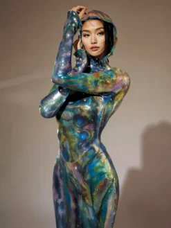 Embellishment|Dresses*Embellishment Nebraska Ombre Long Sleeve Hooded Maxi Dress In Blue