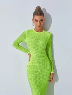 Dresses|Midi Dresses*Mew Mews Fashion Neriah Crystal Embellished Midi Dress In Green