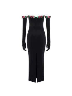 Dresses|Maxi Dresses*Mew Mews Fashion Nilo Flower Sequin Velvet Dress With Gloves