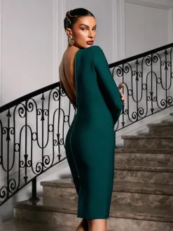 Dresses|Midi Dresses*Bandage Nina Plunge Reversible Midi Dress In Green