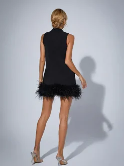 Dresses|Mini Dresses*Mew Mews Fashion Nisha Feather Mini Dress In Black