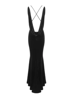 Dresses|Maxi Dresses*Mew Mews Fashion Nketiah Plunge Neck Flower Velvet Maxi Dress