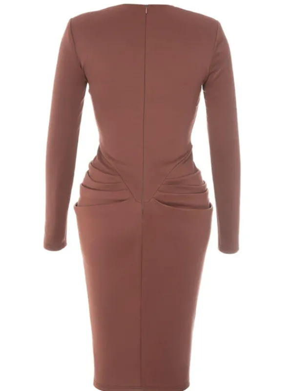 Dresses|Midi Dresses*Mew Mews Fashion Noelani Long Sleeve Corset Midi Dress