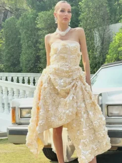 Dresses|Midi Dresses*Mew Mews Fashion Nyviera Strapless Flower Midi Dress