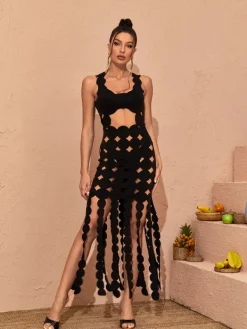 Dresses|Maxi Dresses*Mew Mews Fashion Nyx Circle Cutout Fringe Maxi Dress